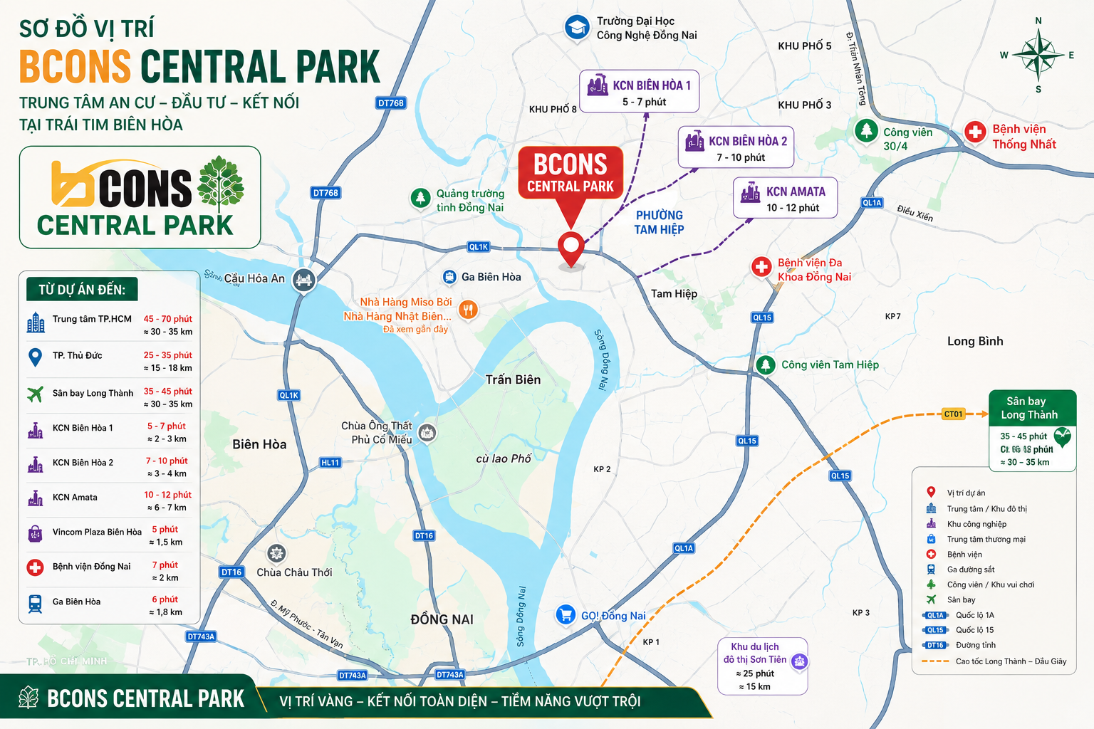 Sơ đồ vị trí Bcons Central Park – 236 Phan Trung, Tam Hiệp, TP. Đồng Nai